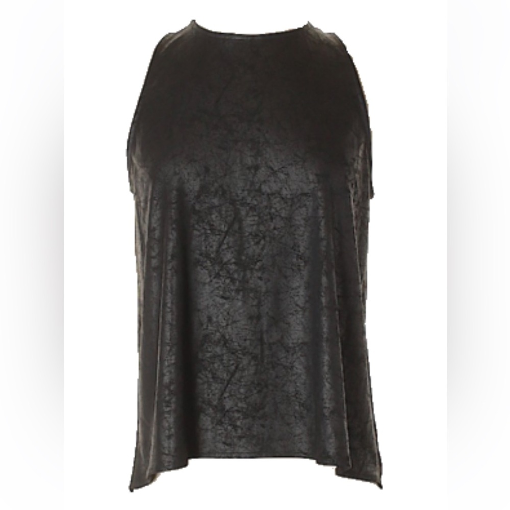 Trouve faux leather drape high neck blouse top size Small
